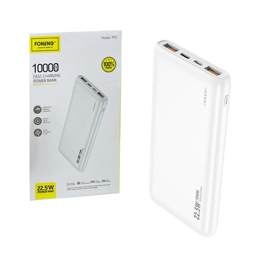 Foneng Power Bank P51 2 USB 22.5W 10000mAh PD20W White